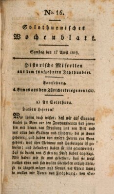 Solothurnisches Wochenblatt Samstag 17. April 1819