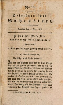 Solothurnisches Wochenblatt Samstag 1. Mai 1819