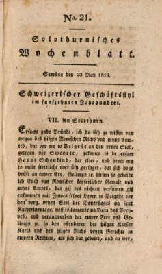 Solothurnisches Wochenblatt Samstag 22. Mai 1819