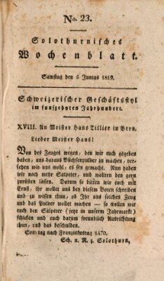 Solothurnisches Wochenblatt Samstag 5. Juni 1819