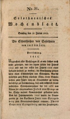 Solothurnisches Wochenblatt Samstag 31. Juli 1819