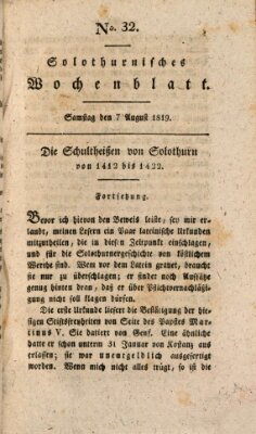 Solothurnisches Wochenblatt Samstag 7. August 1819