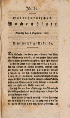 Solothurnisches Wochenblatt Samstag 4. September 1819