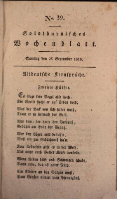 Solothurnisches Wochenblatt Samstag 25. September 1819