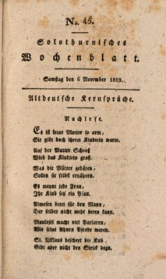 Solothurnisches Wochenblatt Samstag 6. November 1819