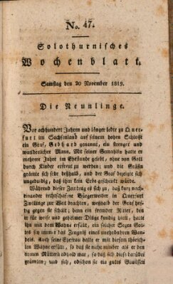 Solothurnisches Wochenblatt Samstag 20. November 1819