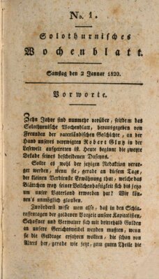 Solothurnisches Wochenblatt Sonntag 2. Januar 1820