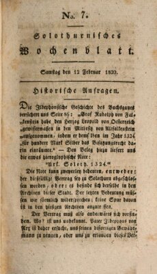 Solothurnisches Wochenblatt Samstag 12. Februar 1820