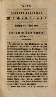 Solothurnisches Wochenblatt Samstag 1. April 1820