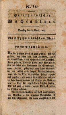 Solothurnisches Wochenblatt Samstag 29. April 1820