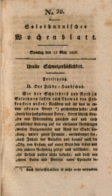 Solothurnisches Wochenblatt Samstag 13. Mai 1820