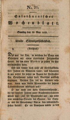 Solothurnisches Wochenblatt Samstag 20. Mai 1820