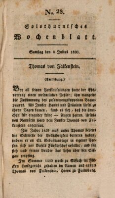 Solothurnisches Wochenblatt Samstag 8. Juli 1820