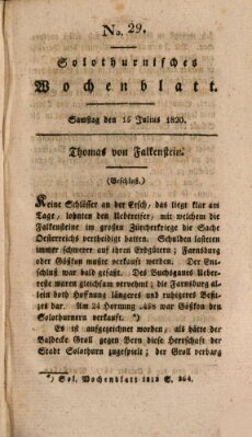 Solothurnisches Wochenblatt Samstag 15. Juli 1820