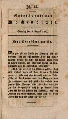 Solothurnisches Wochenblatt Samstag 5. August 1820