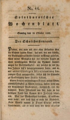 Solothurnisches Wochenblatt Samstag 28. Oktober 1820