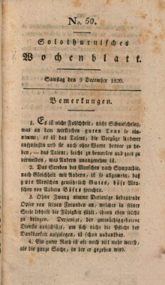 Solothurnisches Wochenblatt Samstag 9. Dezember 1820