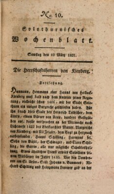 Solothurnisches Wochenblatt Samstag 10. März 1821