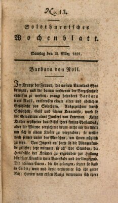 Solothurnisches Wochenblatt Samstag 31. März 1821