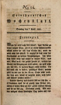 Solothurnisches Wochenblatt Samstag 7. April 1821