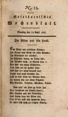 Solothurnisches Wochenblatt Samstag 14. April 1821