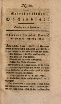 Solothurnisches Wochenblatt Samstag 16. Juni 1821