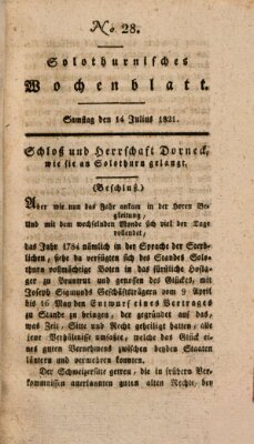 Solothurnisches Wochenblatt Samstag 14. Juli 1821