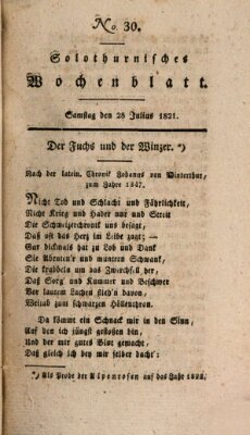 Solothurnisches Wochenblatt Samstag 28. Juli 1821