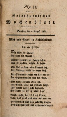 Solothurnisches Wochenblatt Samstag 4. August 1821