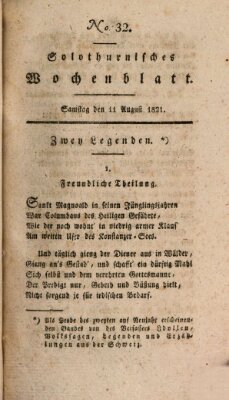 Solothurnisches Wochenblatt Samstag 11. August 1821