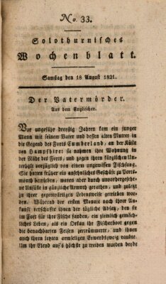 Solothurnisches Wochenblatt Samstag 18. August 1821