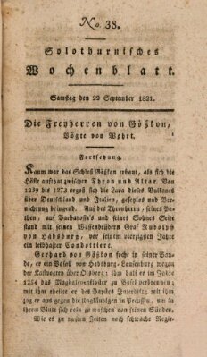 Solothurnisches Wochenblatt Samstag 22. September 1821