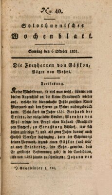 Solothurnisches Wochenblatt Samstag 6. Oktober 1821