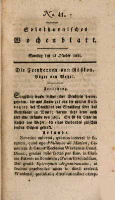 Solothurnisches Wochenblatt Samstag 13. Oktober 1821