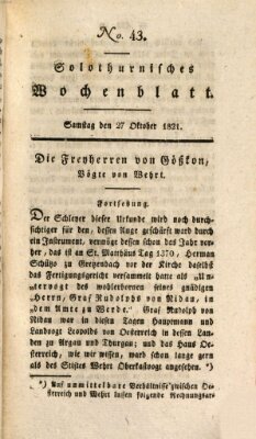 Solothurnisches Wochenblatt Samstag 27. Oktober 1821