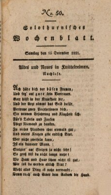 Solothurnisches Wochenblatt Samstag 15. Dezember 1821