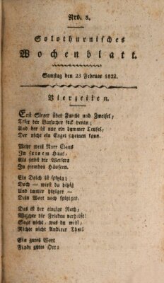 Solothurnisches Wochenblatt Samstag 23. Februar 1822