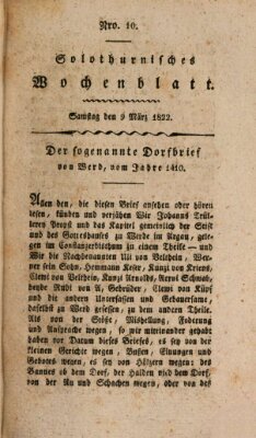 Solothurnisches Wochenblatt Samstag 9. März 1822