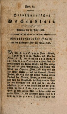 Solothurnisches Wochenblatt Samstag 30. März 1822