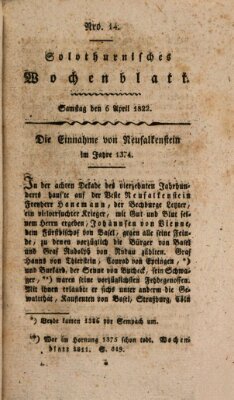 Solothurnisches Wochenblatt Samstag 6. April 1822