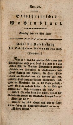 Solothurnisches Wochenblatt Samstag 18. Mai 1822