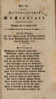 Solothurnisches Wochenblatt Samstag 31. August 1822