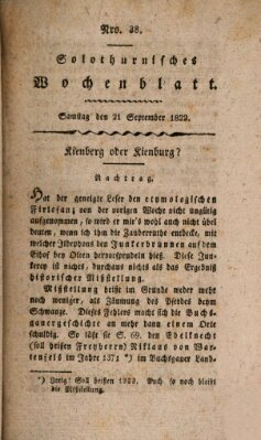 Solothurnisches Wochenblatt Samstag 21. September 1822