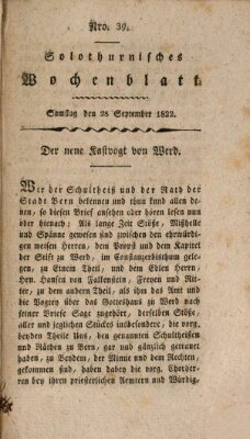 Solothurnisches Wochenblatt Samstag 28. September 1822