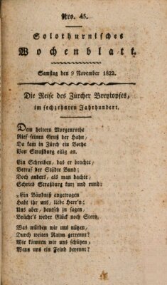 Solothurnisches Wochenblatt Samstag 9. November 1822