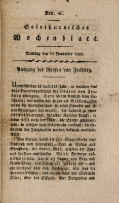 Solothurnisches Wochenblatt Samstag 16. November 1822