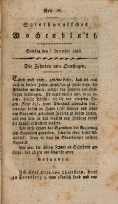 Solothurnisches Wochenblatt Samstag 7. Dezember 1822