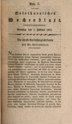 Solothurnisches Wochenblatt Samstag 1. Februar 1823