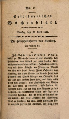 Solothurnisches Wochenblatt Samstag 26. April 1823