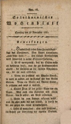 Solothurnisches Wochenblatt Samstag 29. November 1823